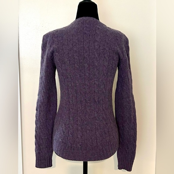 RALPH LAUREN Lavender Purple Cable Cashmere Blend Crew Neck Sweater - Small - Picture 2 of 5